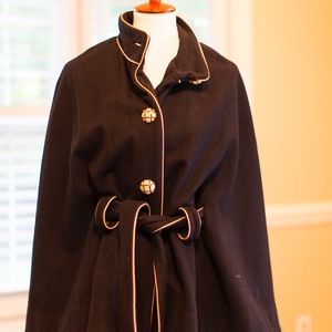 Elizabeth McKay Black Wool Cape